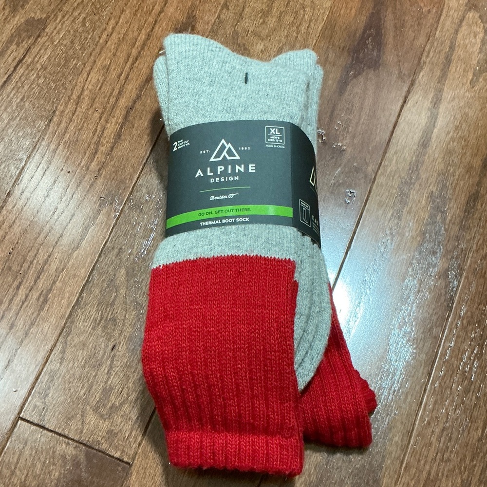 Alpine Design Men's XL Thermal Boot Socks - 2 pair, calf cut, heavy weight